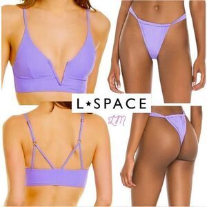 L Space Siren Bikini Top D Cup Gina Bitsy Bikini‎ Bottom Large Amethyst Purple